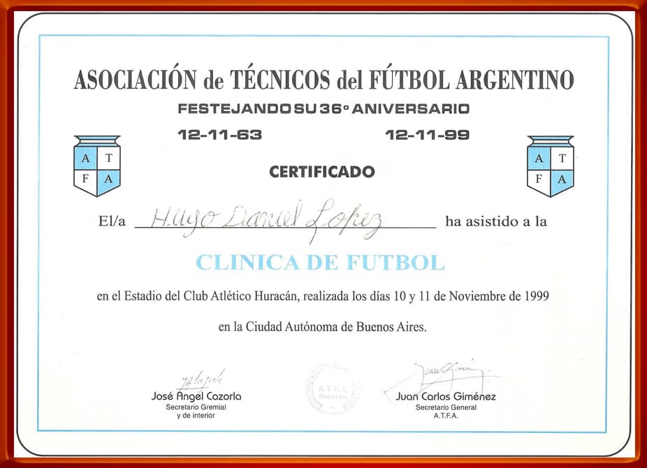 Clínica de Futbol 'A.T.F.A.' - Noviembre 1999 - Club Huracan - Capital Federal