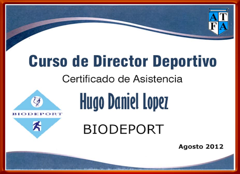 Curso Director Deportivo. Agosto 2012. Biodeport
