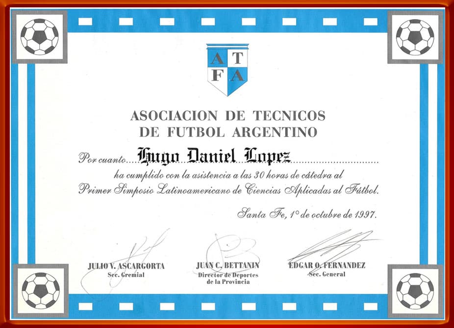 Simposio Latinoaméricano de Futbol. Octubre1997. Univ. del Litoral - Santa Fé.