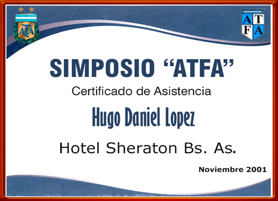 Simposio 'A.T.F.A' Noviembre 2001 - Hotel Sheraton Buenos Aires.